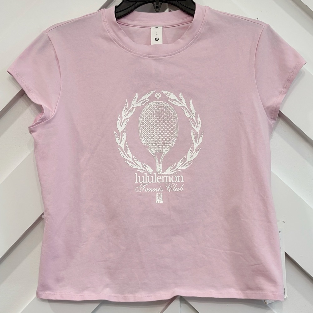 NWT Lululemon Organic Cotton Baby Tee *Tennis Club In Pink Organza Size Large